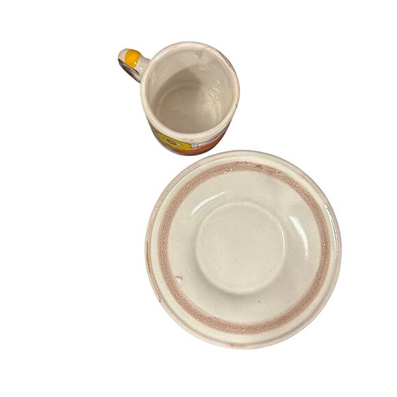 Hand Painted Desimone Italy 13 Signed Vintage Bird Art Pottery Cup and Saucer - Picture 3 of 6